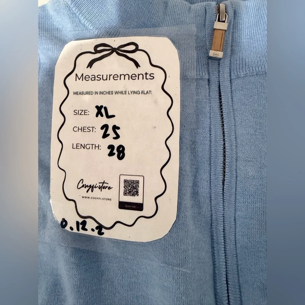 Peter Millar Blue Quarter Zip Cotton Blend Pullover Long Sleeve Shirt Size XL